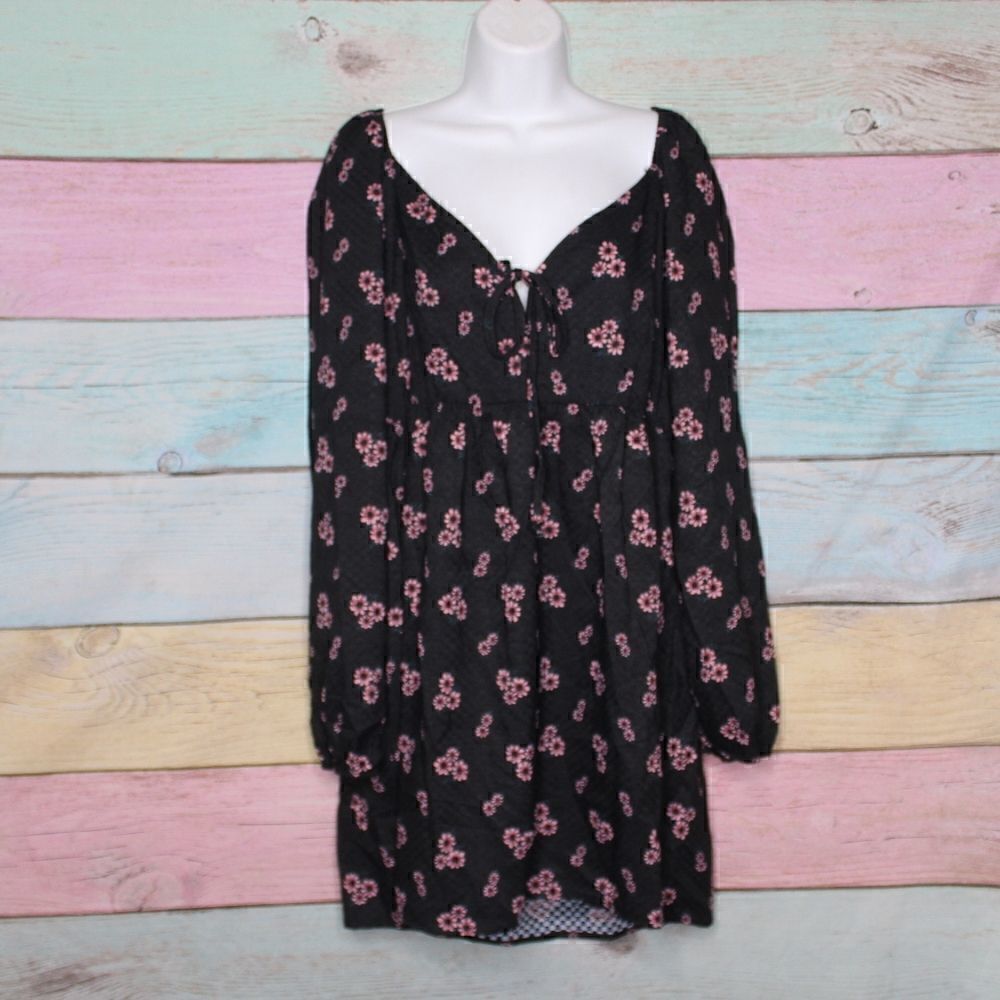 Women's Long Sleeves Floral Tunic/Mini Dress Large